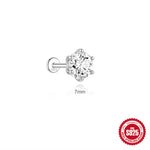 S925 Sterling Silver Six-Prong Moissanite Cartilage Stud Earring(Single unit)
