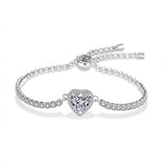 S925 Sterling Silver Moissanite Heart Bracelet