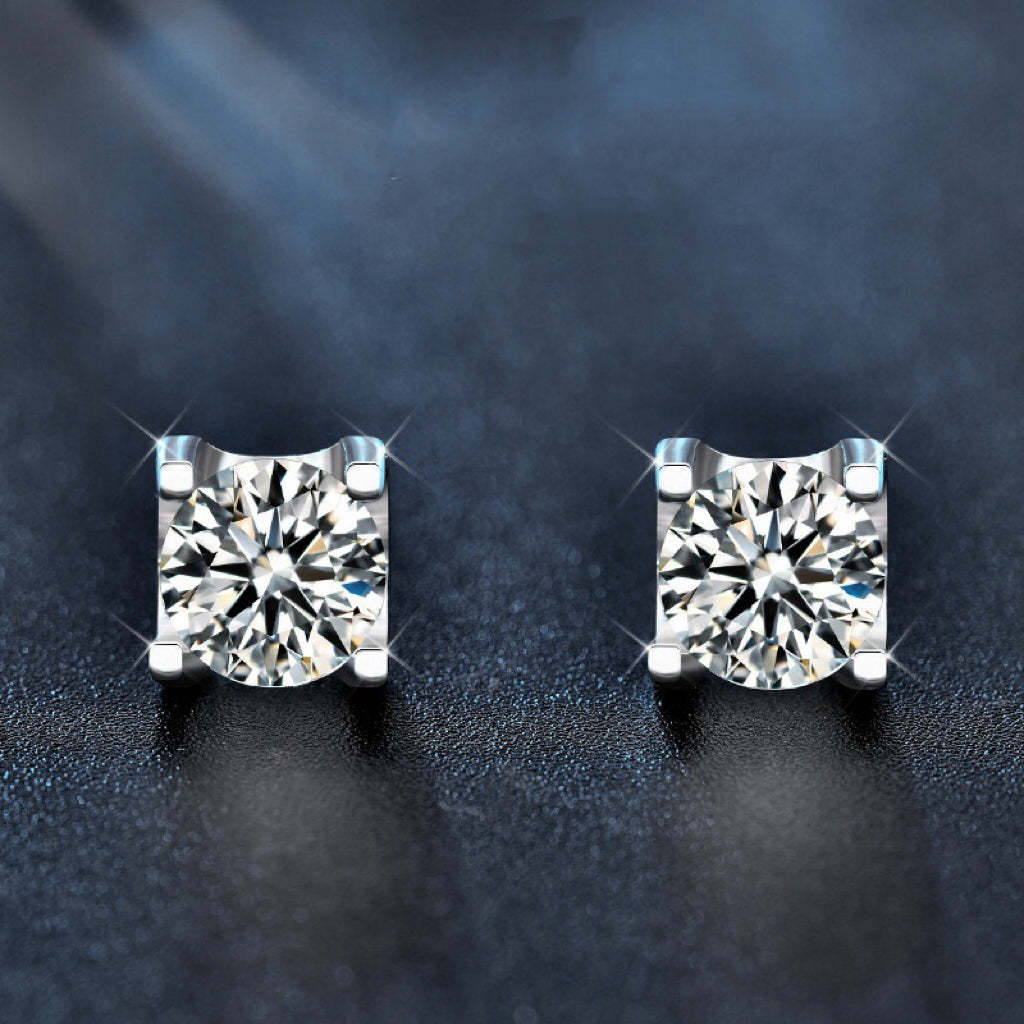 S925 Sterling Silver Korean Style Simple Elegance Moissanite Bull Head Earrings