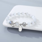 S925 Sterling Silver Bracelet, Fu‑Charm Cat's‑Eye Stone with Bell Beads