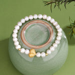 S925 Sterling Silver Natural Freshwater Pearl Peach Heart Bracelet