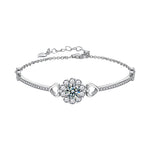 S925 Sterling Silver Moissanite Heart Snowflake Bracelet