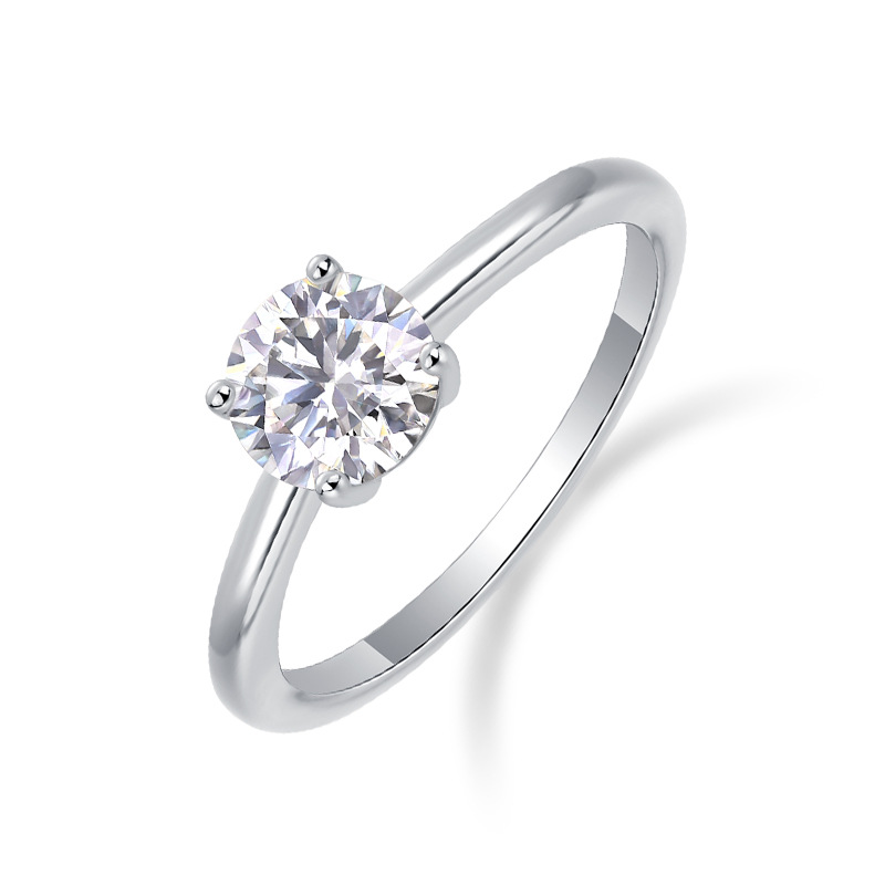 S925 Silver Moissanite Solid-Band Ring