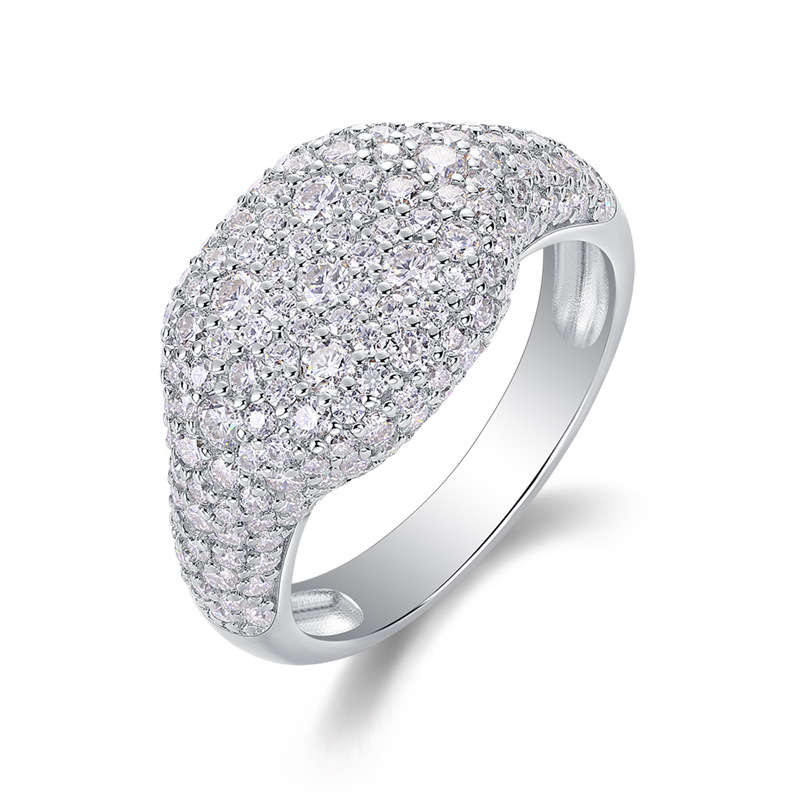 S925 Silver Ring Fully Paved with Moissanite