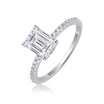 S925 Sterling Silver Moissanite Ring with Elaborate Setting