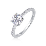 S925 Sterling Silver Moissanite Ring with Elaborate Setting