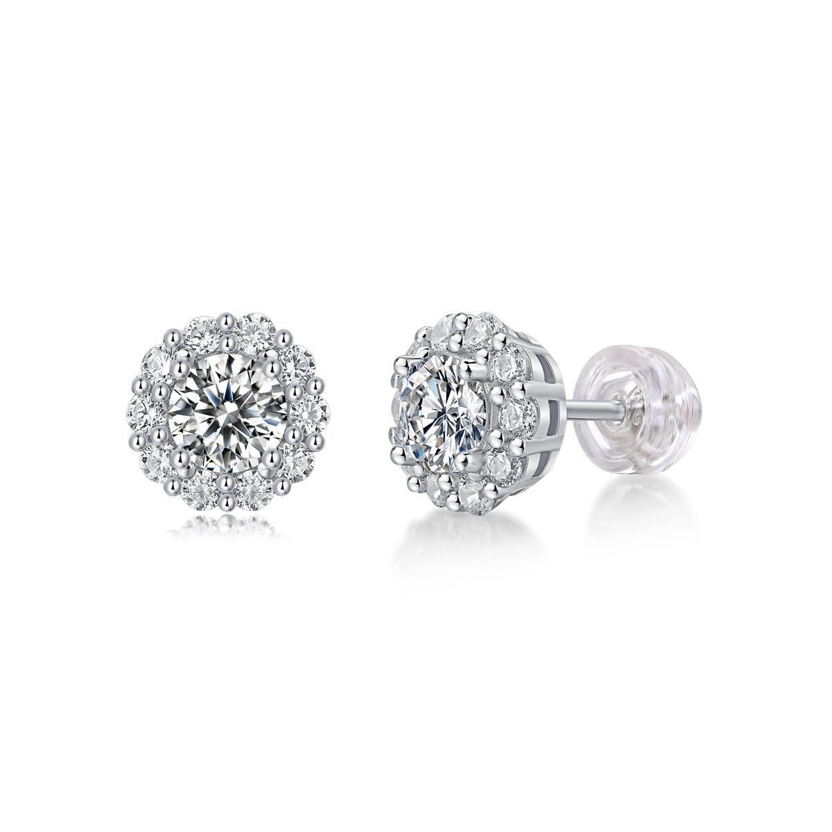 S925 Silver Moissanite Stud Earrings