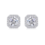 S925 Sterling Silver Round Moissanite Stud Earrings