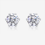 S925 Silver Six-Prong Moissanite Stud Earrings