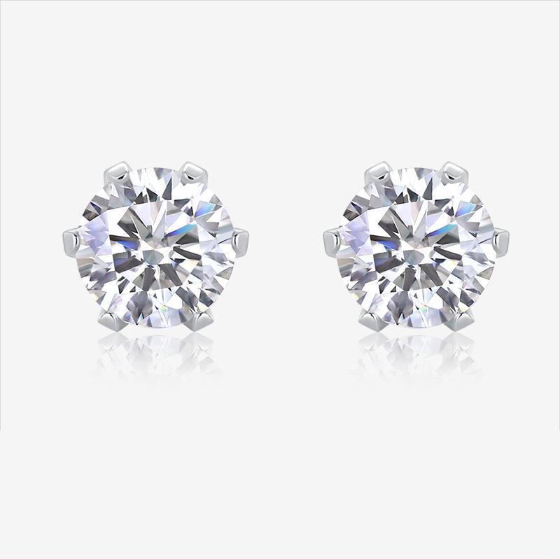 S925 Silver Six-Prong Moissanite Stud Earrings