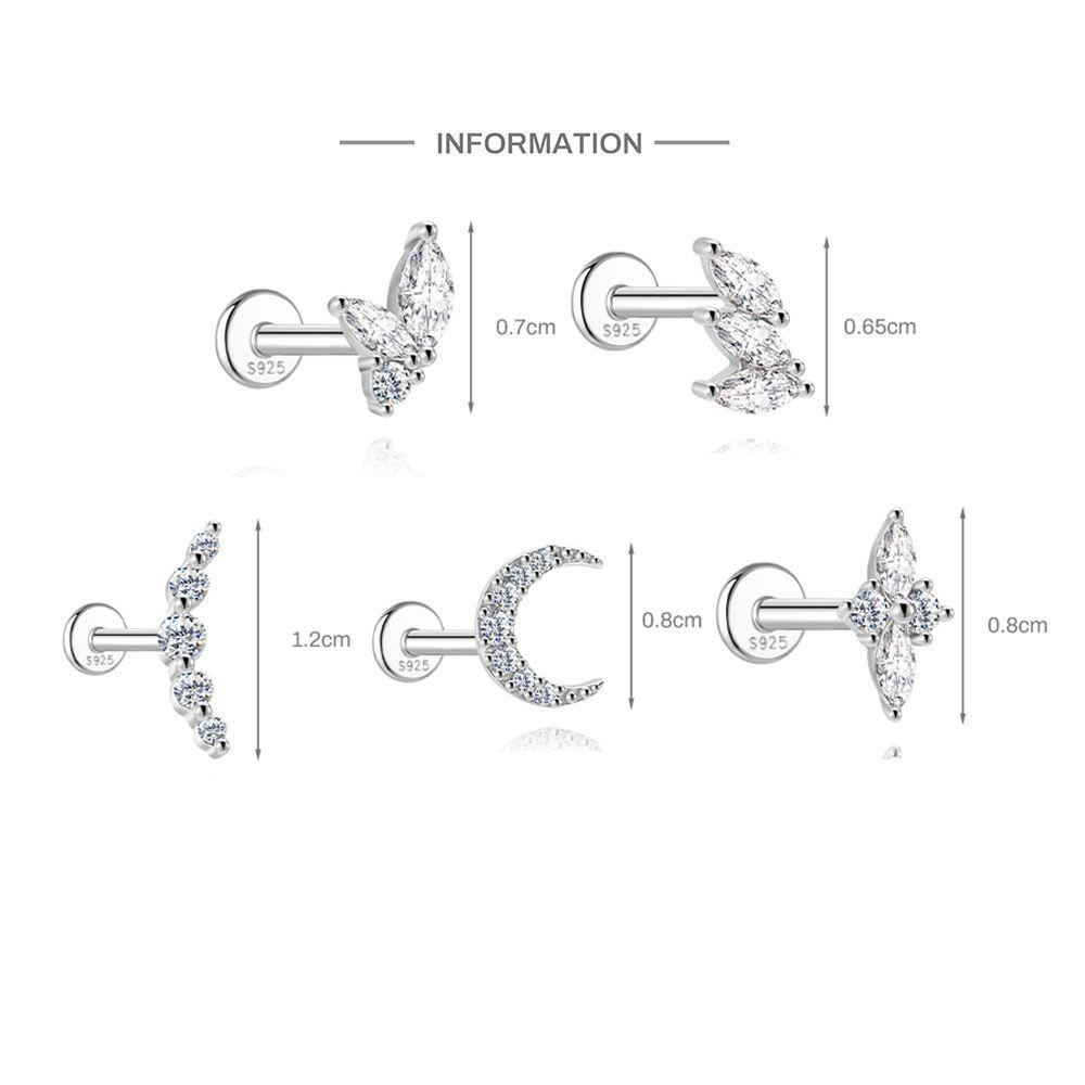 S925 Sterling Silver Square Star & Moon Moissanite Stud Earrings(Single unit)