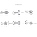 S925 Sterling Silver Square Star & Moon Moissanite Stud Earrings(Single unit)