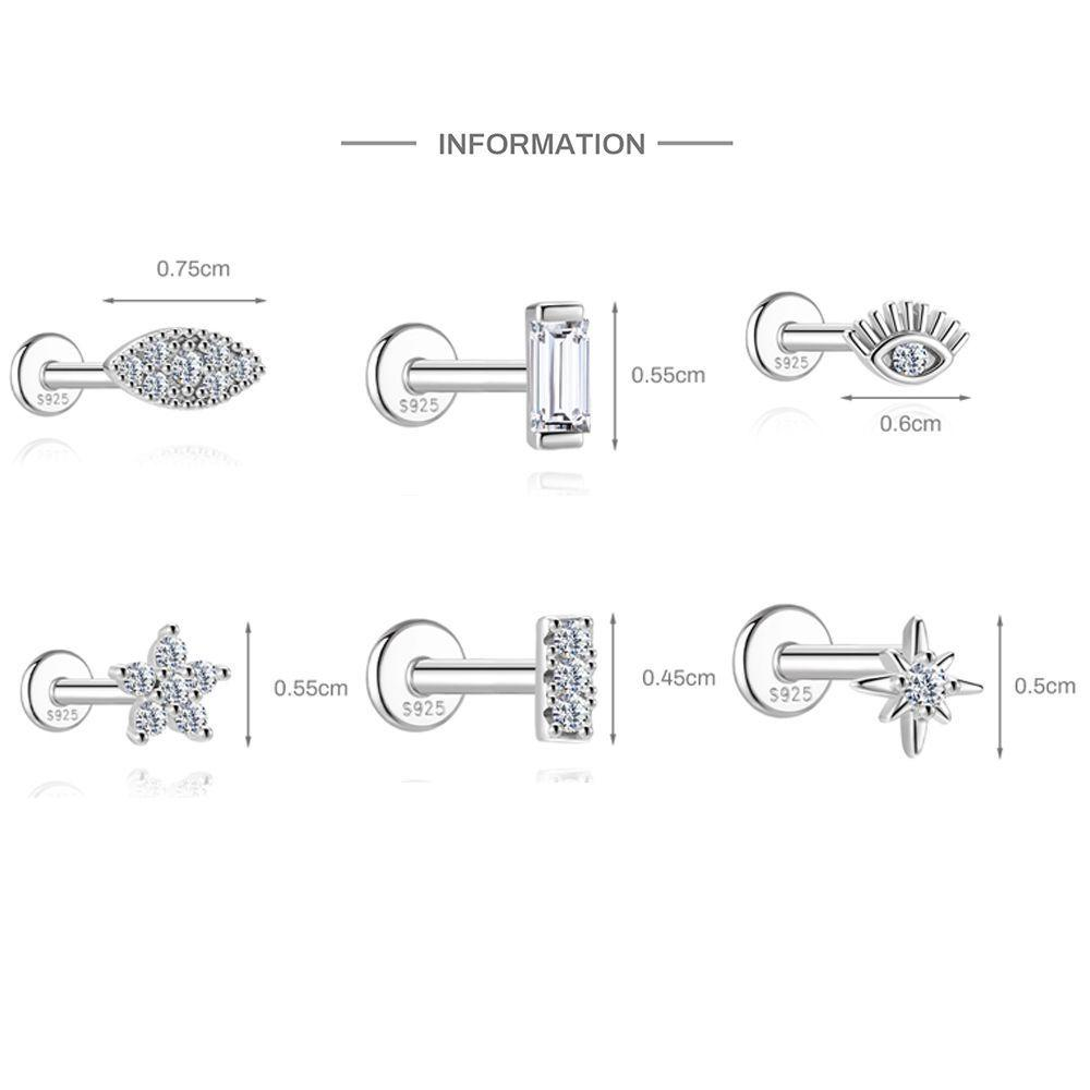 S925 Sterling Silver Square Star & Moon Moissanite Stud Earrings(Single unit)