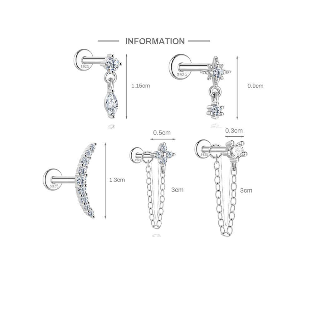 S925 Sterling Silver Bow Moissanite Flat-Back Threaded Cartilage Stud(Single unit)