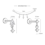 S925 Sterling Silver Spiral Cartilage Stud with Butterfly and Moissanite(Single unit)