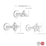 S925 Sterling Silver Petal Stud Earrings with Crushed Moissanite(Single unit)