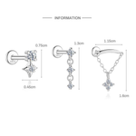 S925 Sterling Silver Moissanite Flat-Back Threaded Piercing Earring(Single unit)