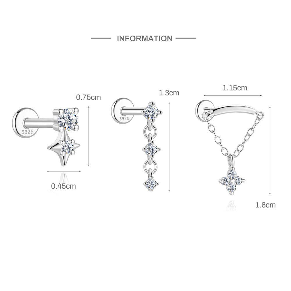 S925 Sterling Silver Moissanite Flat-Back Threaded Piercing Earring(Single unit)