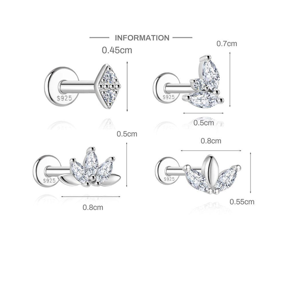 S925 Sterling Silver Moissanite Flat-Back Threaded Piercing Earring(Single unit)