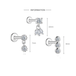 S925 Sterling Silver Moissanite Threaded Cartilage Stud(Single unit)