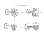 S925 Sterling Silver Moissanite Threaded Cartilage Stud(Single unit)