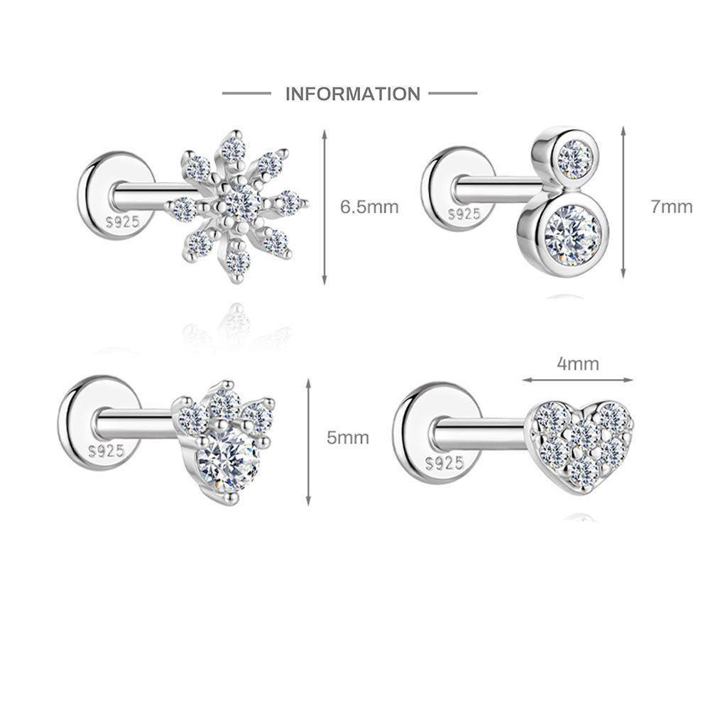 S925 Sterling Silver Moissanite Threaded Cartilage Stud(Single unit)