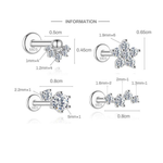 S925 Sterling Silver Moissanite Flat-Back Threaded Piercing Earring(Single unit)