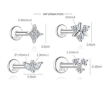 S925 Sterling Silver Moissanite Flat-Back Threaded Piercing Earring(Single unit)