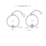 S925 Sterling Silver Moissanite Adjustable Chain Ring