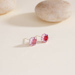 S925 Sterling Silver Octagonal Rose-Cut Zircon Stud Earrings