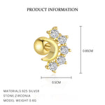 S925 Sterling Silver Zircon Round-Stud Earrings(Single unit)
