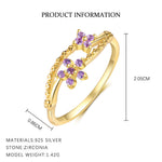 S925 Sterling Silver Open Ring with Colorful Sparkling Zirconia