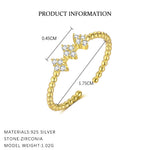 S925 Sterling Silver Open Ring with Zirconia