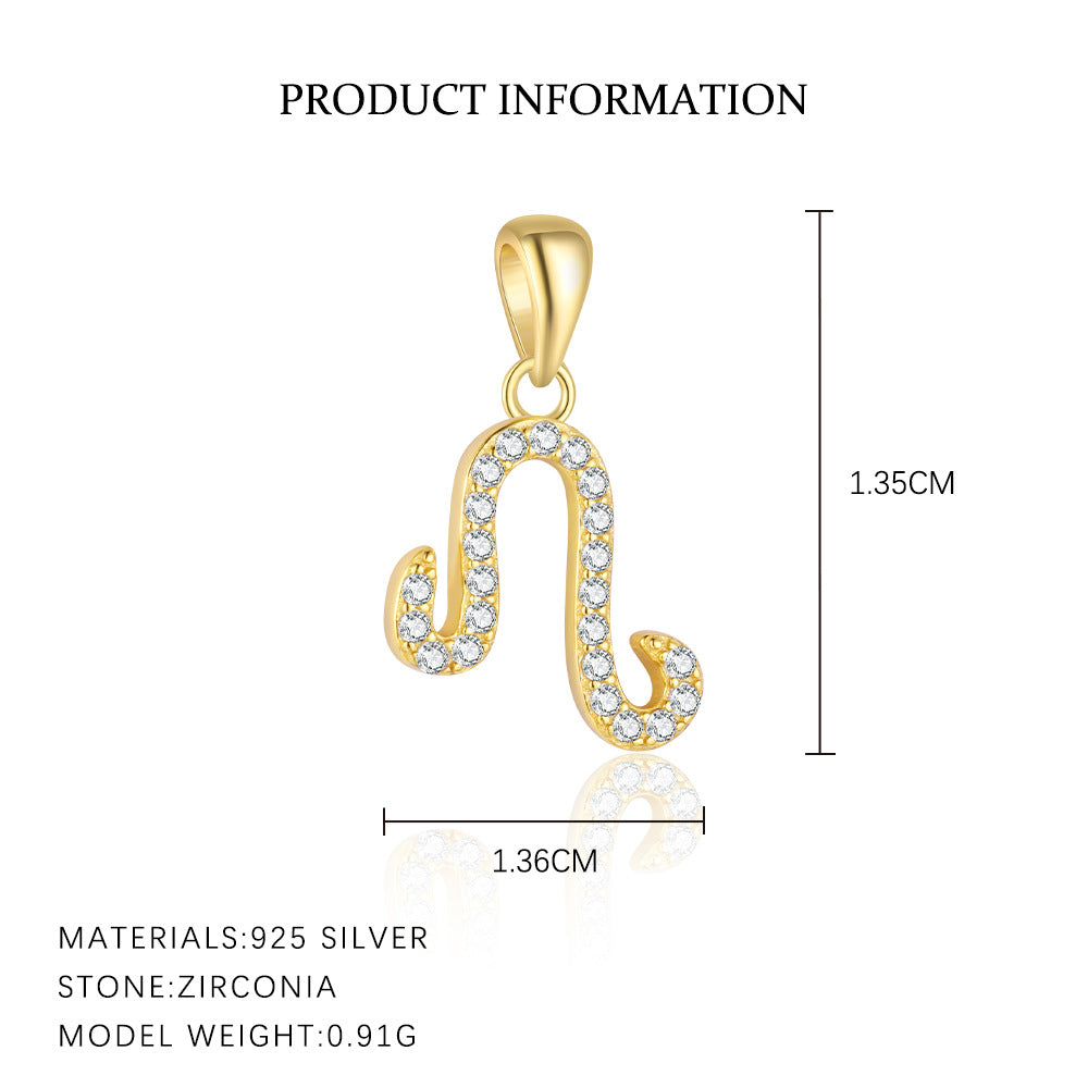 S925 Sterling Silver Zircon Zodiac Pendant
