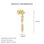 S925 Sterling Silver Flat-Back Zircon Stud Earrings(Single unit)