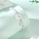 S925 Sterling Silver Braided Couple Bracelet, White Chalcedony Safety Buckle with Obsidian Bamboo‑Joint