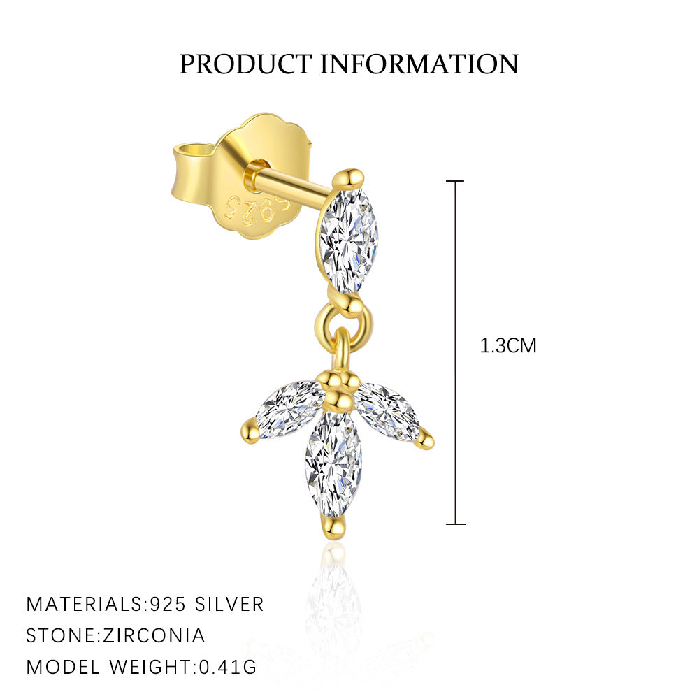 S925 Sterling Silver Tassel and Zircon Stud Earrings(Single unit)