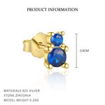 S925 Sterling Silver Stud Earrings with Colorful Zirconia(Single unit)