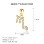 S925 Sterling Silver Zircon Zodiac Pendant