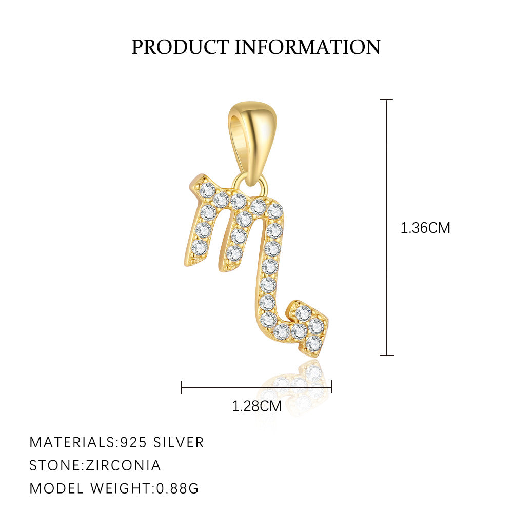 S925 Sterling Silver Zircon Zodiac Pendant