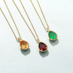 S925 Sterling Silver Garnet Pendant Clavicle Chain Necklace