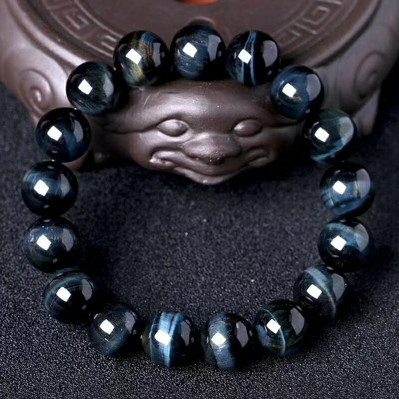 Natural Blue Tiger's Eye and Hawk's Eye Bracelet