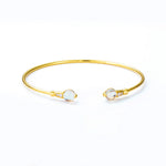 S925 Sterling Silver Gold Plated Geometric Gemstone Zircon Inlaid Bangle
