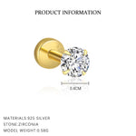 S925 Sterling Silver Flat-Back Zircon Stud Earrings(Single unit)