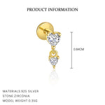 S925 Sterling Silver Flat-Back Zircon Stud Earrings(Single unit)