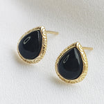 S925 Sterling Silver Micro-set Black Agate Stud Earrings