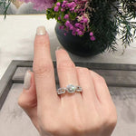 S925 Sterling Silver Plum Blossom Moissanite Diamond Accent Ring