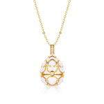 S925 Sterling Silver Plated 9K Gold Dripping Pattern White Zirconium Egg Necklace