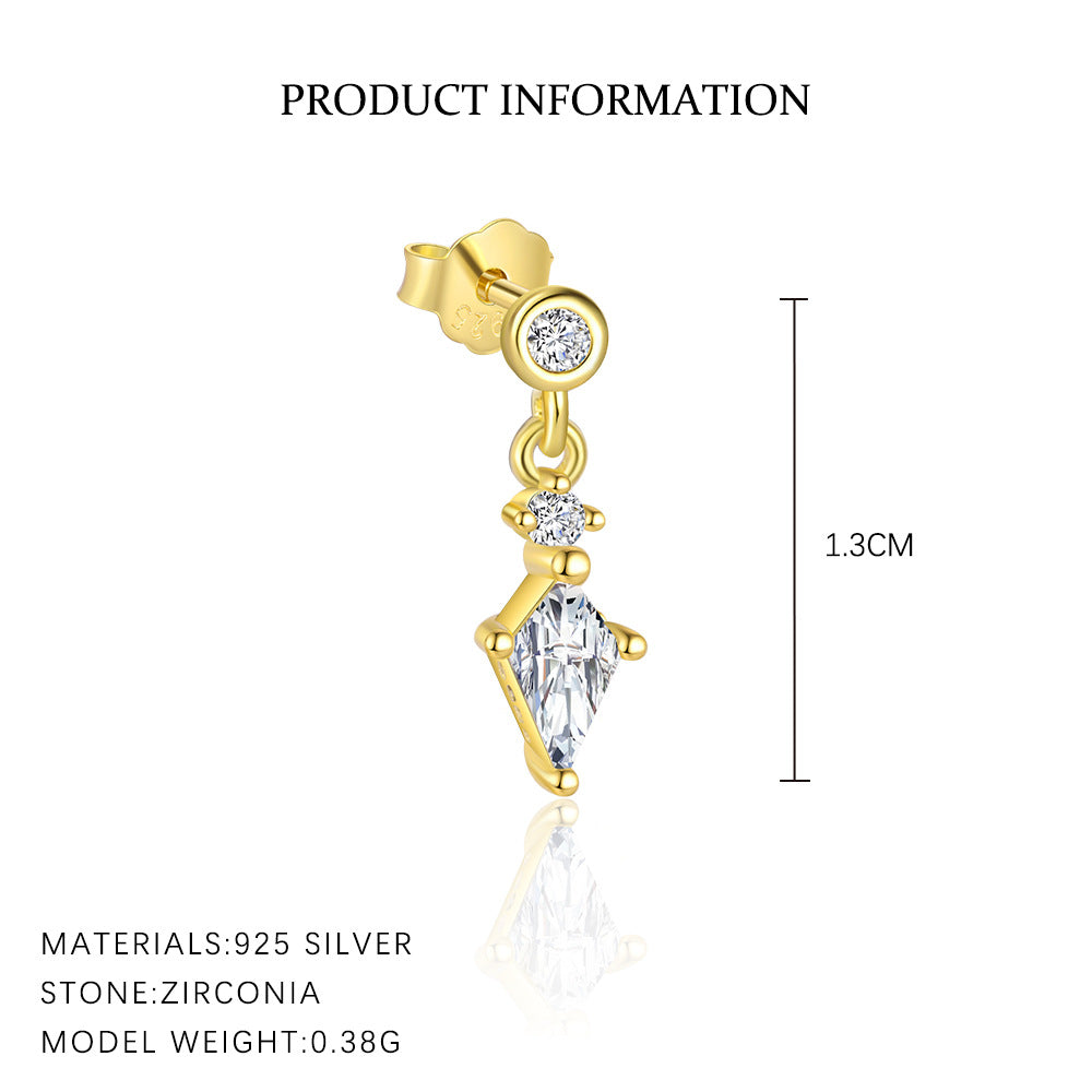 S925 Sterling Silver Tassel and Zircon Stud Earrings(Single unit)
