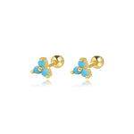 S925 Sterling Silver Colorful Zircon Stud Earrings